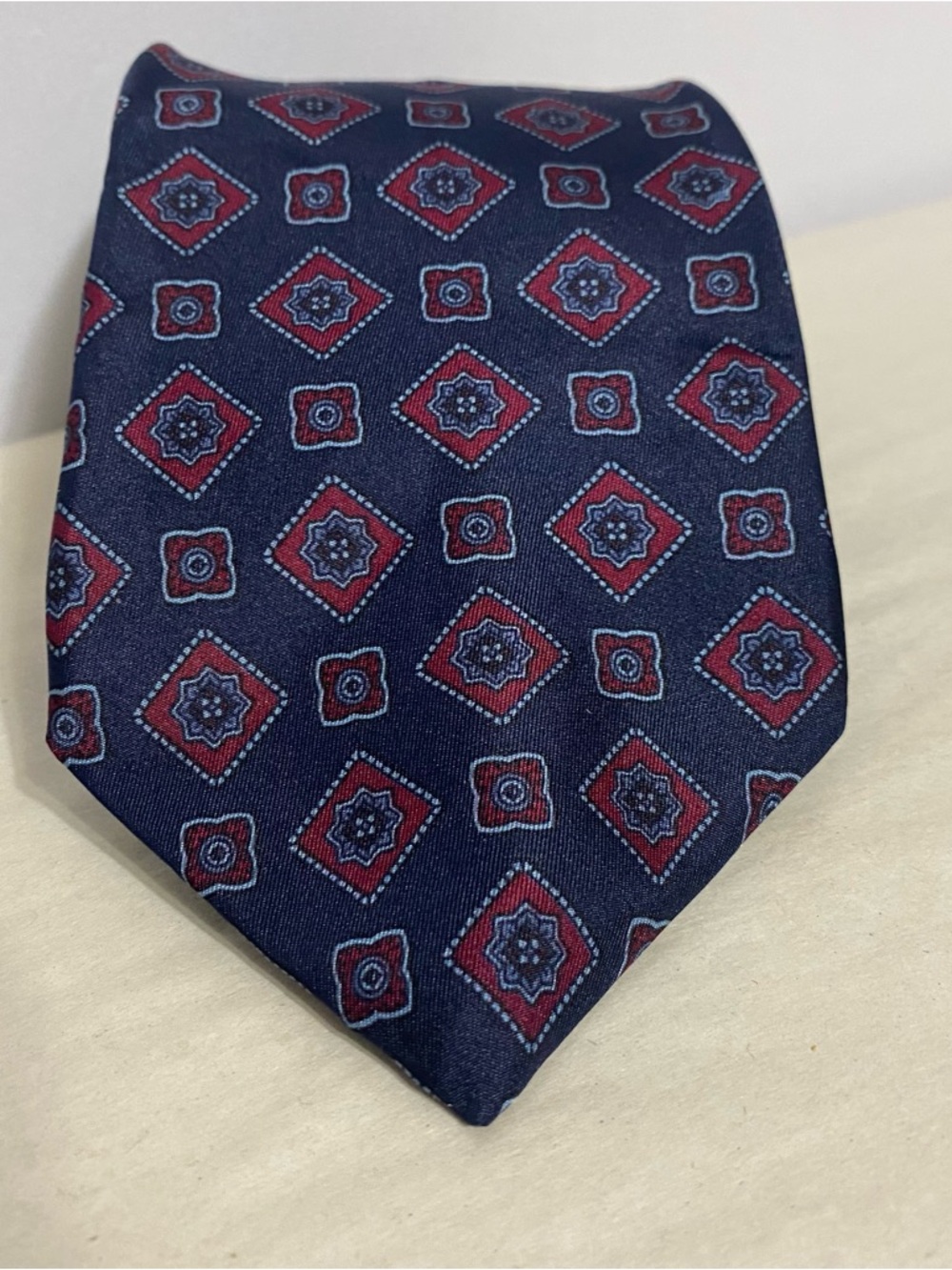 Vintage Yves Saint Laurent Silk Tie Navy Blue 100% Silk Made USA
